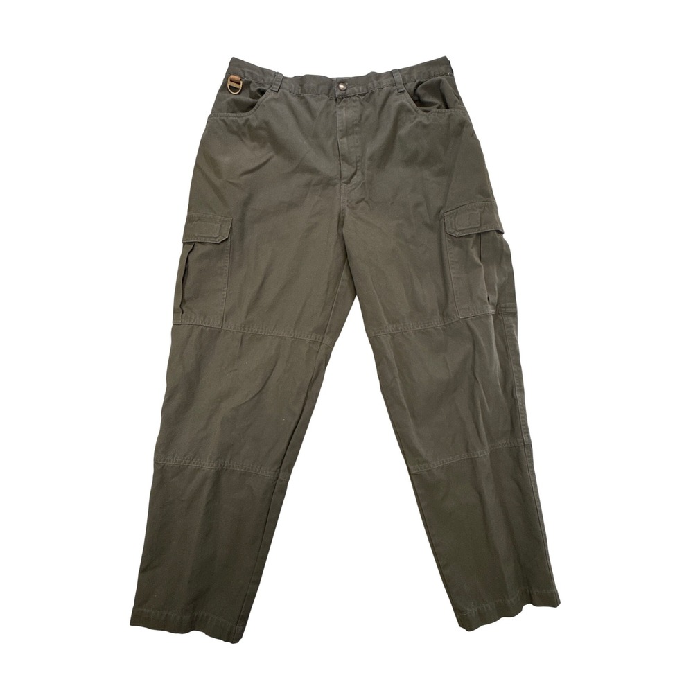 North River Mens 38x30 Olive Green Cotton Canvas Cargo Pants Straight Leg D-Ring